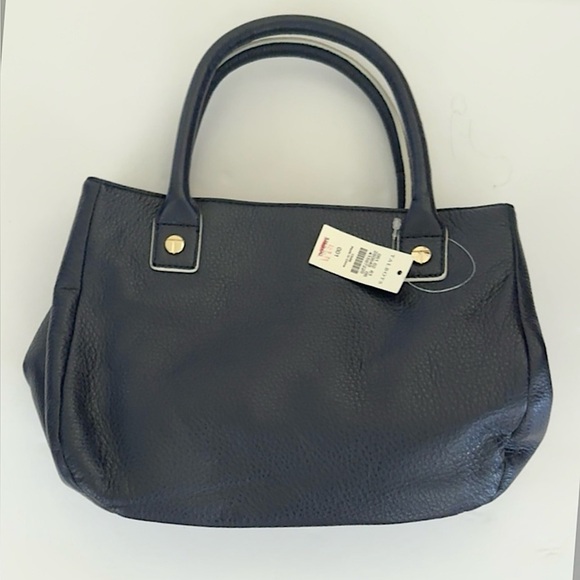 Talbots Faux Leather Handbag Double Top Handle Purse Bag, Navy Blue, NWT - Picture 2 of 14